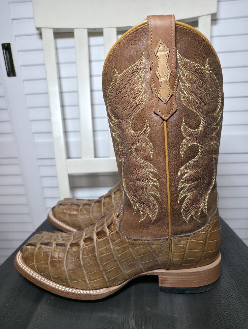 Cody James Caiman Cognac Western Boots Broad Square Toe ASR21-22 Men's Size 10 D